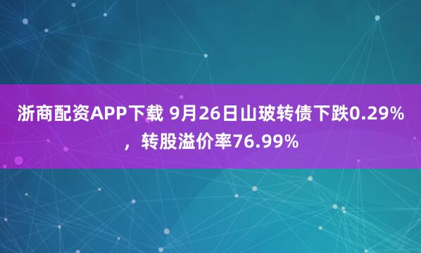 浙商配资APP下载 9月26日山玻转债下跌0.29%，转股溢价率76.99%