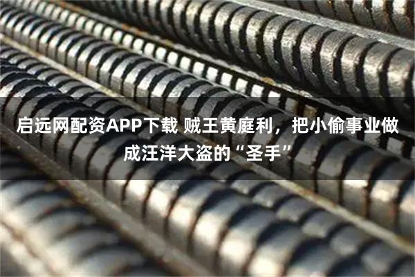 启远网配资APP下载 贼王黄庭利,把小偷事业做成汪洋大盗的“圣手”