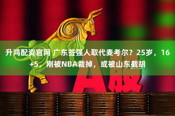 升鸿配资官网 广东签强人取代麦考尔？25岁，16+5，刚被NBA裁掉，或被山东截胡
